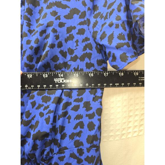 Simply Vera Wang Dress Womens Size Medium Blue Black Short Sleeve Chiffon Tie... - Picture 4 of 7